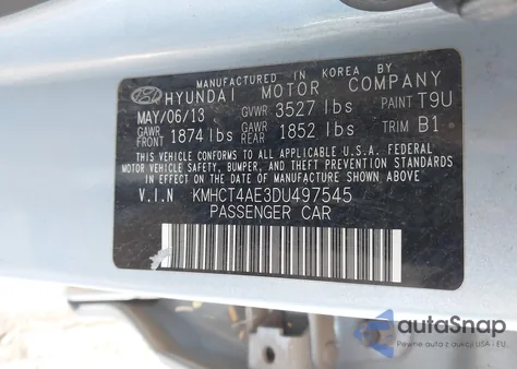 2013 Hyundai Accent Gls z USA, uszkodzony, nr VIN KMHCT4AE3DU497545